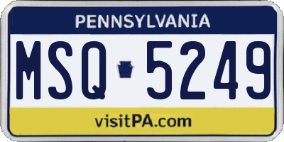 PA license plate MSQ5249