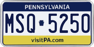 PA license plate MSQ5250