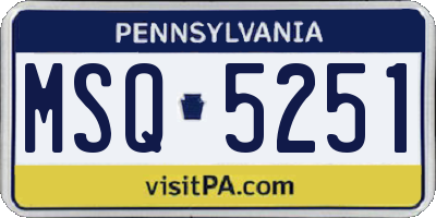 PA license plate MSQ5251