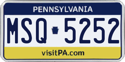 PA license plate MSQ5252