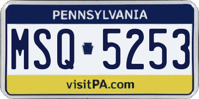 PA license plate MSQ5253