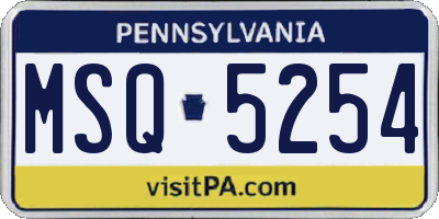 PA license plate MSQ5254