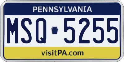 PA license plate MSQ5255