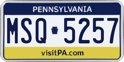 PA license plate MSQ5257