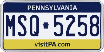 PA license plate MSQ5258