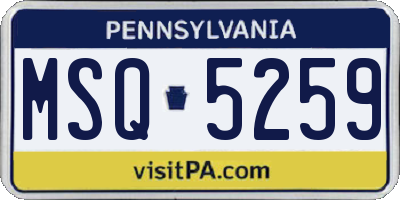 PA license plate MSQ5259