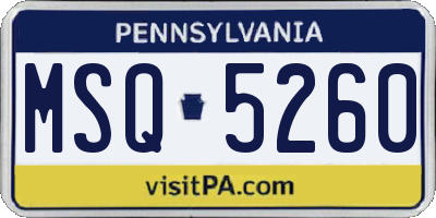 PA license plate MSQ5260
