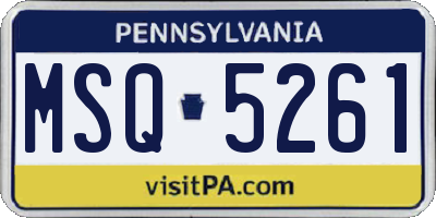 PA license plate MSQ5261