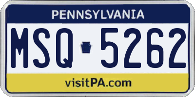 PA license plate MSQ5262