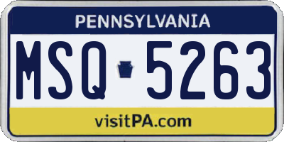 PA license plate MSQ5263