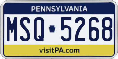 PA license plate MSQ5268