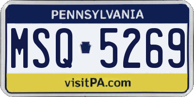 PA license plate MSQ5269