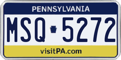 PA license plate MSQ5272
