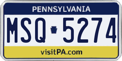 PA license plate MSQ5274