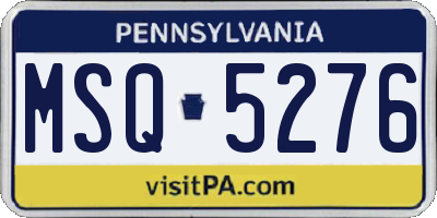 PA license plate MSQ5276