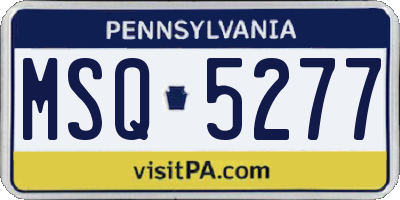 PA license plate MSQ5277