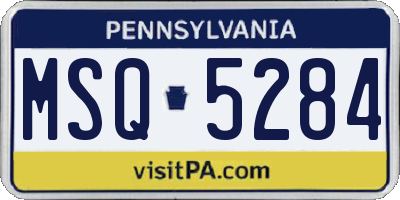 PA license plate MSQ5284