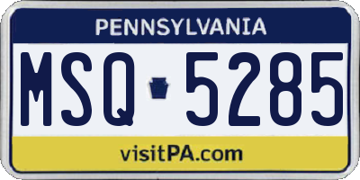 PA license plate MSQ5285