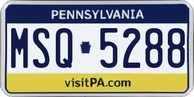 PA license plate MSQ5288
