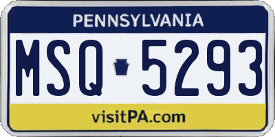 PA license plate MSQ5293