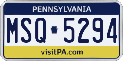 PA license plate MSQ5294