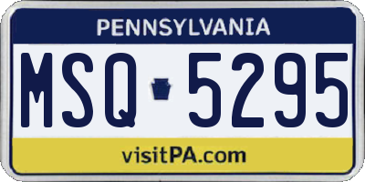 PA license plate MSQ5295