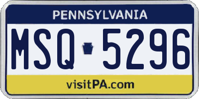 PA license plate MSQ5296