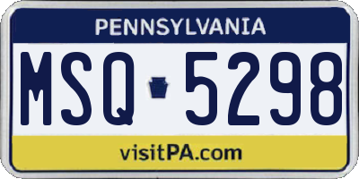 PA license plate MSQ5298