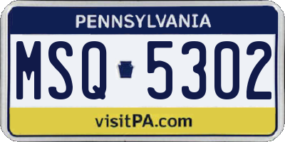 PA license plate MSQ5302