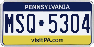 PA license plate MSQ5304