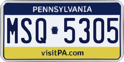 PA license plate MSQ5305