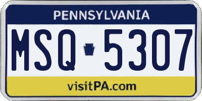 PA license plate MSQ5307