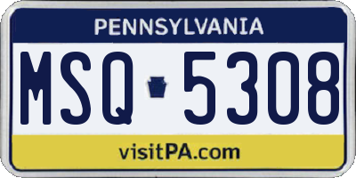 PA license plate MSQ5308
