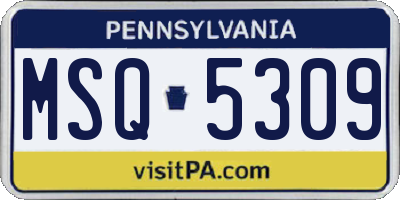 PA license plate MSQ5309