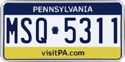 PA license plate MSQ5311