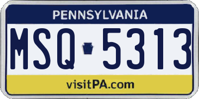 PA license plate MSQ5313