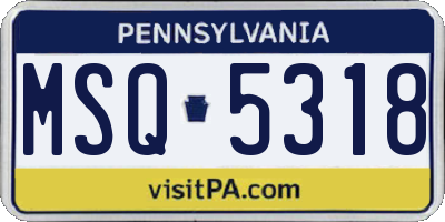 PA license plate MSQ5318