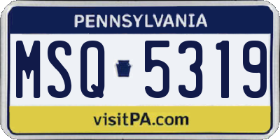PA license plate MSQ5319