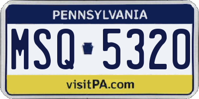 PA license plate MSQ5320