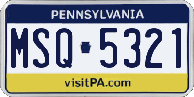 PA license plate MSQ5321