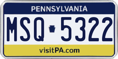 PA license plate MSQ5322