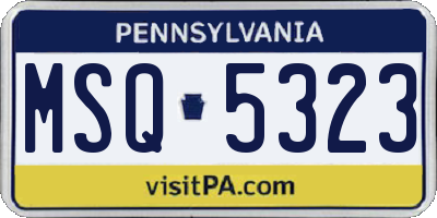 PA license plate MSQ5323