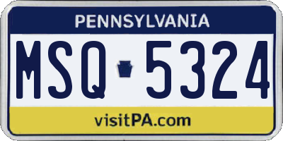 PA license plate MSQ5324