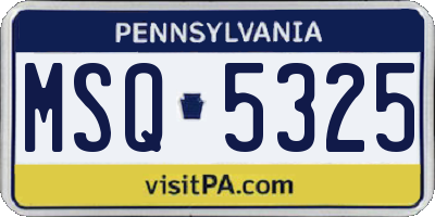 PA license plate MSQ5325