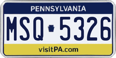 PA license plate MSQ5326