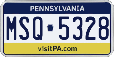 PA license plate MSQ5328