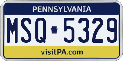 PA license plate MSQ5329