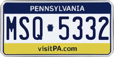 PA license plate MSQ5332