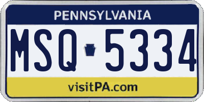 PA license plate MSQ5334