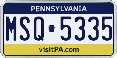 PA license plate MSQ5335